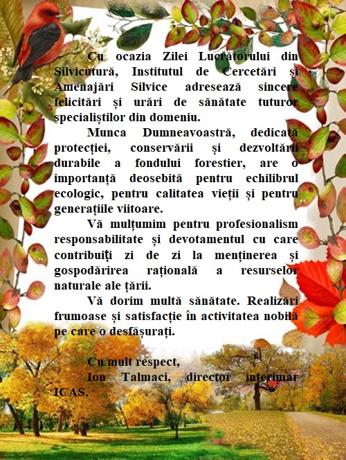 Mesaj de felicitare cu prilejul zilei silvicultorului 2025